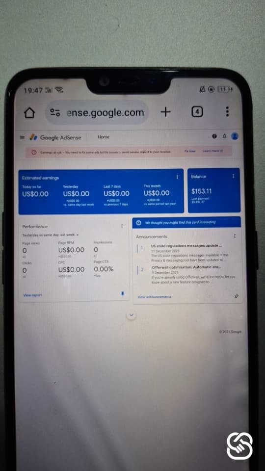 1x payment receive Nigeria .ng AdSense, $150 Balance