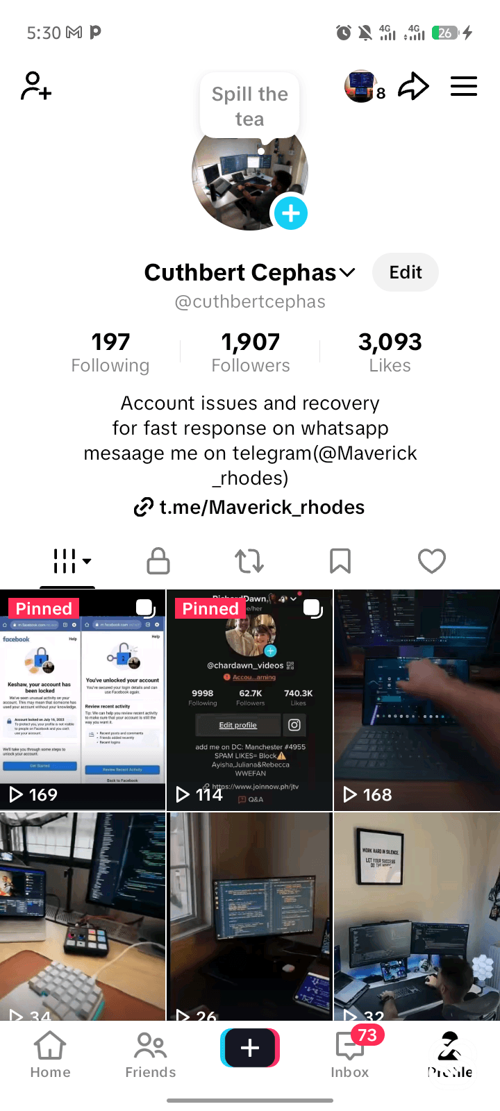 1.9k Followers TikTok Account with Live Gaming Unlocked